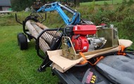 Forestry trailer for tractors with hydraulic arm, Forestry trailer for quad bike with hydraulic arm