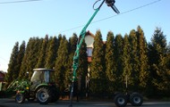 Forestry trailer for tractors with hydraulic arm