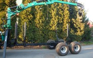 Forestry trailer for tractors with hydraulic arm